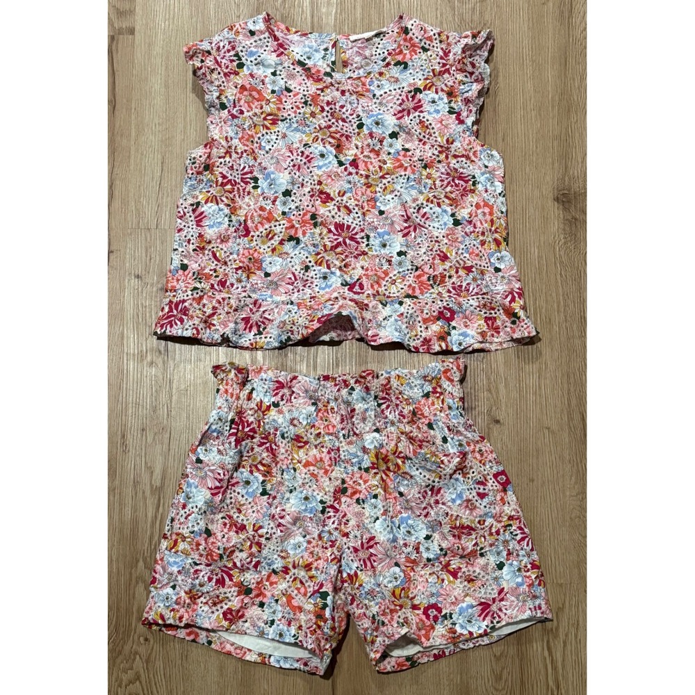 Solitare Women Floral Eyelet Lace 2 Piece Set‎ Top and Shorts Multicolor Size M